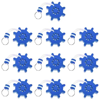 10шт Плаващи пръстени за ключове, Многофункционални плаващи ключодържатели ключодържател за водни спортове (син)