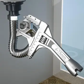 Универсален гаечен ключ 6-75 мм, инструмент за ремонт на мивки водопроводна тръба, ключ за баня, ръчни инструменти за почистване на стъкло, винт за течаща тръба