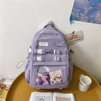 Модерна дамска чанта с катарама, женски хладно раница, училищен раница за момичета, чанта за книги, прозрачен найлонов джоб женски раница