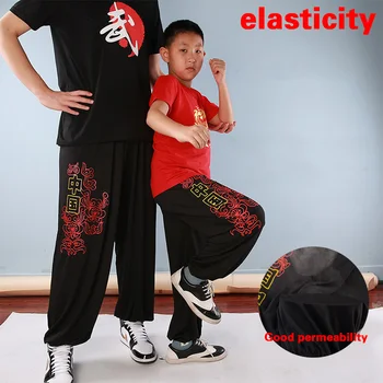 Детски панталони за бойни изкуства, свободни панталони за китайски кунг-фу, тънки панталони за уин чун за момичета и момчета, панталони за йога и тай-чи