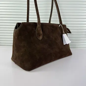 Минималистичная чанта-тоут от естествена кожа на подмишниците голям капацитет през рамо