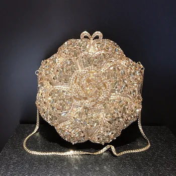 Дамска чанта XIYUAN от сребро, злато, цветния кристал, Уникална чанта за сватбен банкет, клатч, дамска чанта за парти с диаманти, празнична вечерна чанта