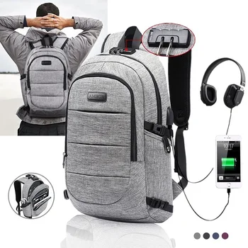 Тренировъчен Модерен случайни Оксфордския раница, водоустойчив бизнес раници за лаптоп, мъжки Дамски пътни чанти, USB зареждане, анти-кражба чанта