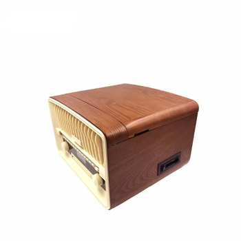 Ретро дървена CD-касетофон AM FM-радио плеър
