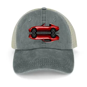 Моята рисунка с отворен и затворен червено руския роудстър-кабриолет с мек покрив, на японски спортен автомобил, Ковбойской шапки