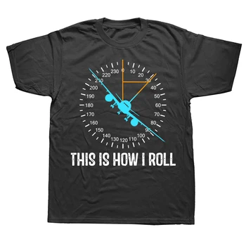 Тениска This Is How I Roll Airplane, памучен градинска дрехи с графичен дизайн, къс ръкав, Пилот на самолет, Класическа тениска за самолети, мъжки дрехи
