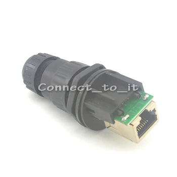 (5 sets / лот) rj-45 Конектор за закрепване на панел IP68, водоустойчиви конектори за кабели, гнездо-адаптер M19