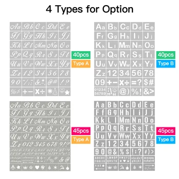 40ШТ Шаблони Шаблон букви и цифри за Многократна употреба Миещи шаблони на букви шаблони за изготвяне на домашни любимци