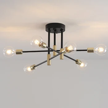 Модерен полилей от ковано желязо nordic simple Edison 4/6/8 Светлини, висящи лампа за трапезария, хол, спалня, кухня.