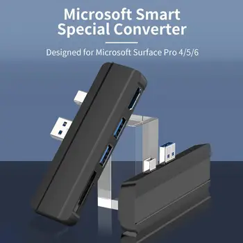 Докинг станция USB ХЪБ 3.0 за Microsoft Surface Pro с 3/4/5 на USB3 порт.0, съвместими с HDMI адаптер-сплитер за четене на SD/TF карта