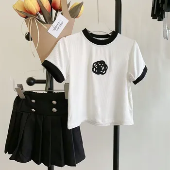 годишният нов комплект дрехи за деца и малки момичета, памучен риза в стил 