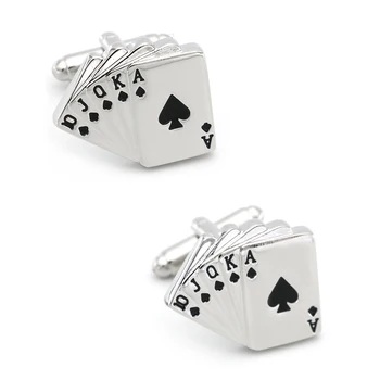 Мъжки ръкавели за покер от меден материал, игрална карта роял Флъш