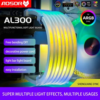  Корпус PC удължителен кабел за захранване RGB Кабел 5V 3PIN * 2 + 4PIN Неоновата Цветна Линия ARGB Aura Sync Гъвкав AL200 /AL300 за Корпуса на