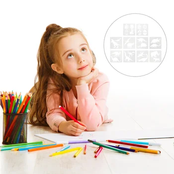10 бр. Шаблони за рисуване, за Многократна употреба шаблони, комплекти шаблони за детски търкане-букинга, пособия за рисуване