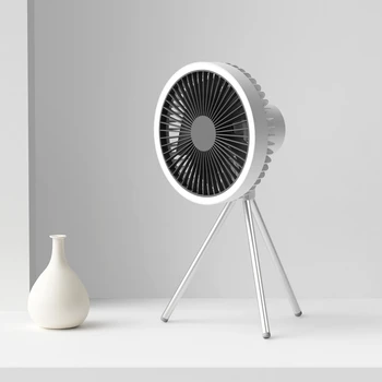 Фен-статив с двойно предназначение, стоящ и окачен Творчески вентилатор за дома, бивакуване на открито, преносим вентилатор, лесно зареждане, малък вентилатор на тавана