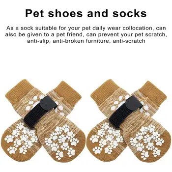 Чорапи за Домашни любимци, за Кучета-Мини Чорапи за Кучета С Регулируеми Джапанки Водоустойчив Чорапи за Кучета за Вътрешни Дървени Подове с Трайни Захватами на Стъпалото