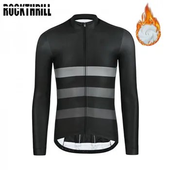 Rockthrill Велосипедна Фланелка с дълги ръкави В Светлоотразяващите ивица Зимни Велосипедна дрехи от топло отвътре Мъжки МТБ Roupa Ciclismo