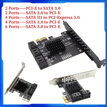 Карта-удължител Image Card Карта-адаптер, PCIe SATA Adapter 4 порта SATA III за Вътрешната разширителни карти PCI Express 3.0 X1