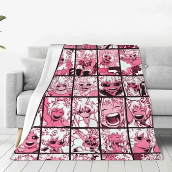 Одеяла Mina Ashido Колаж Boku No Hero Academia Фланелевое е топло одеяло, за да украсят дома