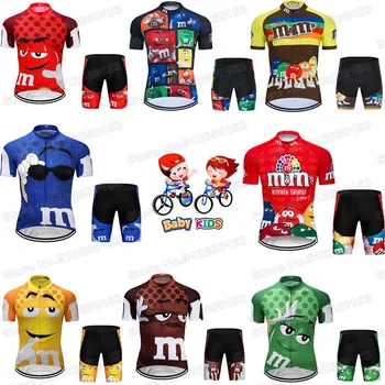 2023 Детски комплект велосипеди тениски с шоколад, боб, Забавна велосипедна дрехи за момчета и момичета с мультфильмами, детски ризи за пътят мотори, костюм МТБ Трико