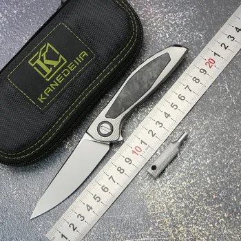 Kanedeiia Hation Zero 3D Флипер Сгъваем Нож Титановая Дръжката е От Въглеродни Влакна VG10 Острието Открит на Къмпинг, Лов и Риболов EDC Инструменти