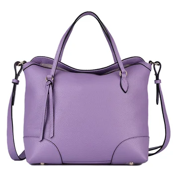 Дамски чанти от естествена кожа, ежедневни чанта, дамска чанта-тоут, лилави чанти през рамо от мека кожа