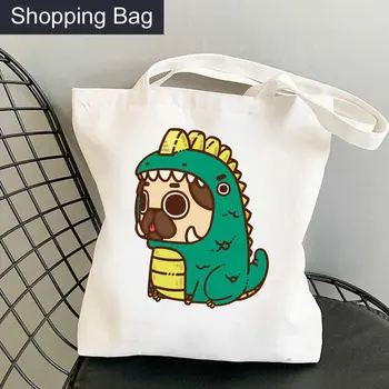 Пазарска чанта за кучета Pugs от юта Bolsa Платно Eco Bolso Reciclaje от вкара тъкан дамска чантичка