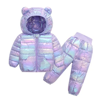 Зимни Топли комплекти дрехи за малките момичета, детски леки якета, костюми, дрехи за малките момичета, детски зимни костюми