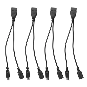Мини адаптер OTG кабел от 4 комплекта адаптер Micro USB-USB с храненето 2 в 1 (OTG кабел + захранващ кабел) за стрийминг възпроизвеждане на флешках и т.н