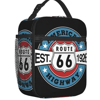 Реколта исторически обяд-апарати Route 66 с възможност за повторна употреба, за многократна употреба термоохладитель America Highway, чанта за обяд с изолация за хранене, офис работа
