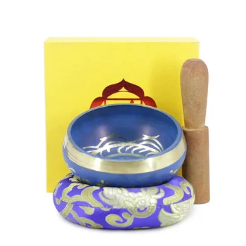 Синя купа за медитация от мед, която се използва за практикуване на йога, чакротерапией, осознанностью и облекчаване на стреса. Това поющая купата