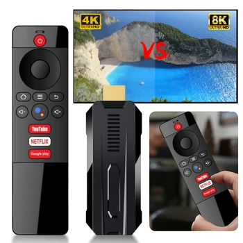 8K Smart TV Stick RK3528 Android TV Box 2.4 G 5G WIFI6, Съвместим с Bluetooth, 5.0 Декодирующий видео мултимедиен плейър, Гласово дистанционно управление