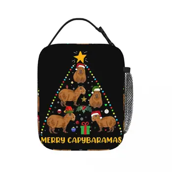 Весела Капибары Капибара Коледно Дърво Изолирани Чанти За Обяд Херметически Чанта за Пикник За Обяд на пазарска чанта за Жени на Работа, Децата на Училище