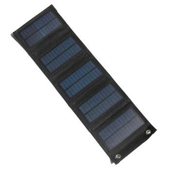 Сгъваем Соларен панел с мощност 7,5 W, 5 USB, Гъвкави Водоустойчиви Сгъваеми Преносими Слънчеви панели За зарядно устройство смартфон