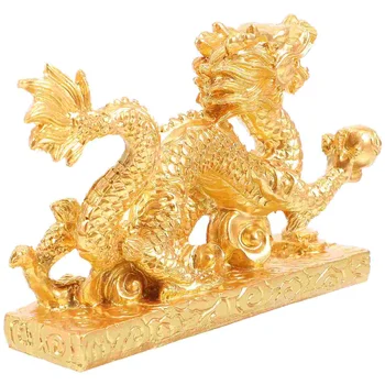 Статуя на Дракон от смола, Украса за Богатство и Просперитет, Китай Благоприятна Фигурка на Дракон, Офис декор