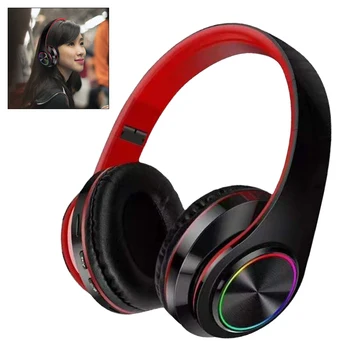 Сгъваеми слушалки, съвместими с Bluetooth, спортни слушалките с шумопотискане 5.0, 400 ма, RGB осветление за музикални игри по време на възпроизвеждане