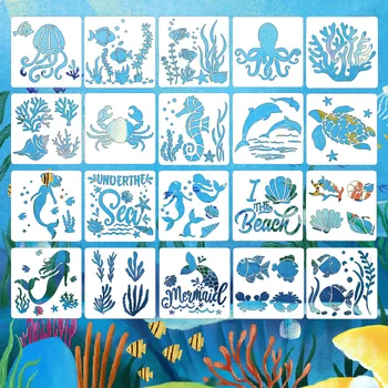 20 бр/компл. Набор от шаблони за рисуване от серията Ocean Mermaid за детски училищни художествени проекти