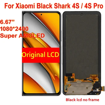 Оригинален AMOLED LCD Сензорен дисплей Дигитайзер в събиране на Стъкло, сензор Pantalla за Xiaomi Black Shark 4S BlackShark 4S Pro