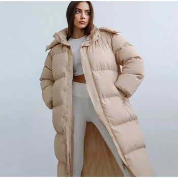 Есенно-зимния пуховое палто 2023 Г., женски однотонное плюшевое дебели палта с дълъг ръкав, дамски яке