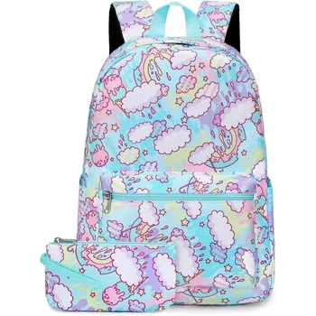 Раница за момичета с пеналом, 2 В 1, набор от училищни ранцев с хубав модел, водоустойчив детска чанта за детска градина