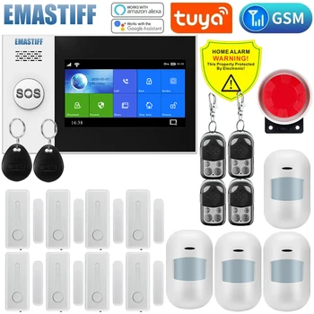 eMastiff Sasha WiFi GSM Домашна охранителна алармена система, комплект безжична аларма с датчик за движение, Работа с Alexa и Google