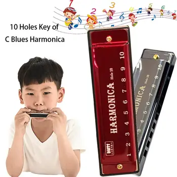 10 дупки Клавиш C Блюзовая Устна гармошка Музикален инструмент Развитие на играчка с калъф