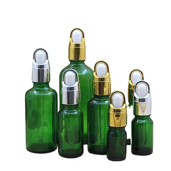 5 мл-100 мл Празни флакони с етерично масло във формата на кошница, Бяла гумена козметична опаковка, флакон-краен от зелено стъкло, 15 броя
