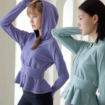 Дамско яке за йога 2021, нов модерен жилетка с цип с феерическим темперамент, професионално облекло за фитнес, пролетно-есенни блузи