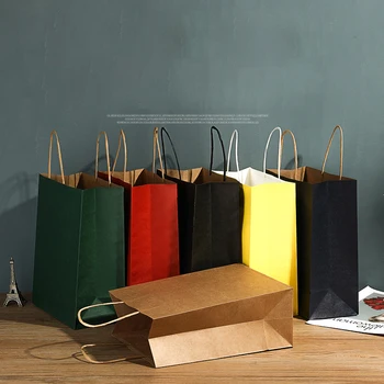 крафт-бели чанти за пазаруване, подаръчни торбички за пазаруване, кафява чанта за бродерия с дръжки, чанта за партита, празнични аксесоари