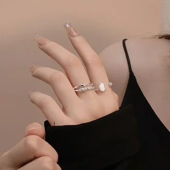 Нови модни пръстени Y2K в Корея с неправилна форма с отворени пръсти за жени, модни пръстени с кристали и лунен камък, аксесоари за бижута, подаръци дропшиппинги