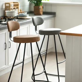Модерни бар столове, минималистичен Лесен Луксозен скандинавски стол за рецепция, бар стол с домашна облегалка, Бар столове с железен изкуство, стол, бар стол