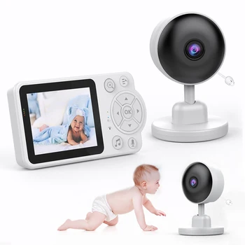 Видеоняня с 2,8-инчов LCD дисплей, камера за наблюдение, видео домофон, Колыбельные, откриване на крик, температурен монитор за новородено бебе