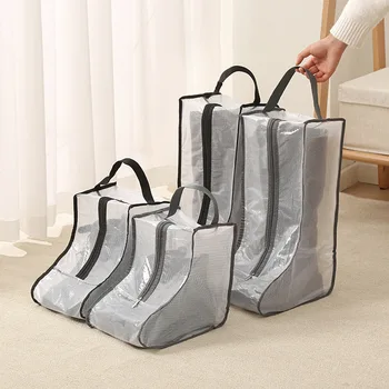 Сгъваема пылезащитная прозрачна чанта за съхранение на открито обувки са с цип и отделения за защита на обувки и домашно показване