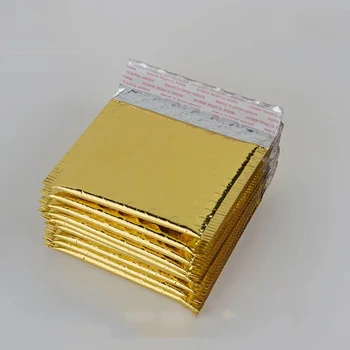 15x13 см + 4 см Малки Алуминиеви Златни Пощенски пакети, Треска, Алуминиева Шампанско, Чанта за Доставка, Меки Пликове, Шампанско, Пощенска Чанта, 50 бр.